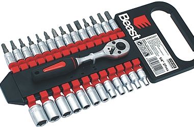 Zestaw nasadek bitów 1/4" z grzechotka 4-13mm 27 elementów CV TORX ampule imbusy PHILIPS płaski