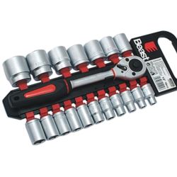 Zestaw nasadek 1/2" z grzechotka 8-32 mm 19 elementów CV klucze nasadowe z grzechotką