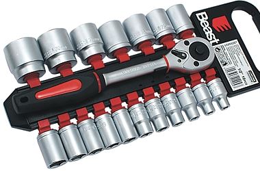 Zestaw nasadek 1/2" z grzechotka 8-32 mm 19 elementów CV klucze nasadowe z grzechotką