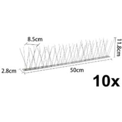 Gęste kolce na ptaki gołębie kolce przeciw ptakom 10x 50 cm kolce 6-4-6-4, szerokość: 8,5cm, Wysokość: 11,8cm