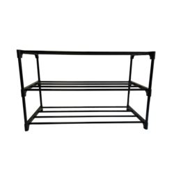 Szafka na buty półka regał stojak na obuwie 60x28x38 3-TIER BLACK PLASTIC+METAL