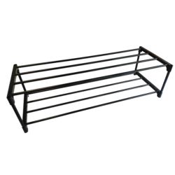 Szafka na buty półka regał stojak na obuwie 75x28x21 2-TIER BLACK PLASTIC+METAL