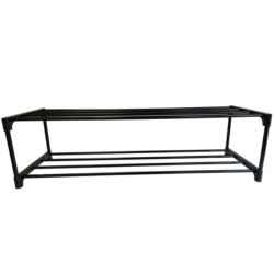 Szafka na buty półka regał stojak na obuwie 75x28x21 2-TIER BLACK PLASTIC+METAL