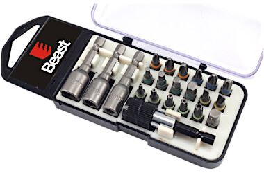 KOŃCÓWKI WKRĘTAKOWE DO WIERTARKI 22el,  BITY I NASADKI stal S2