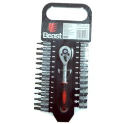 Zestaw nasadek bitów 1/4" z grzechotka 4-13mm 27 elementów CV TORX ampule imbusy PHILIPS płaski