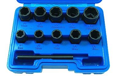 Zestaw nasadek do uszkodzonych śrub 9 - 19 mm 3/8