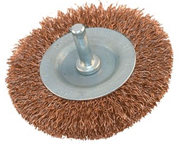 Szczotka druciana obrotowa płaska fi 6mm 100mm do wiertarki wkrętarki