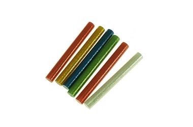 Klej do pistoletu na gorąco wkłady klejowe kolorowe z brokatem 6szt 11mm x 100mm