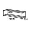 Szafka na buty półka regał stojak na obuwie 75x28x21 2-TIER BLACK PLASTIC+METAL