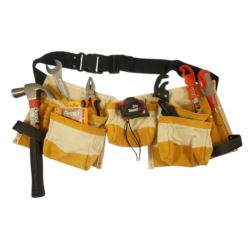 Pas narzędziowy monterski płótno skóra 11 kieszeni