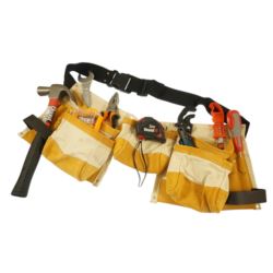 Pas narzędziowy monterski płótno skóra 11 kieszeni