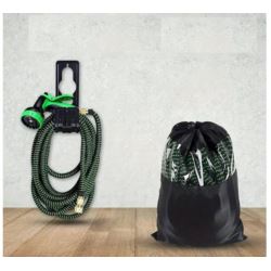 WĄŻ OGRODOWY Z KOŃCÓWKAMI ROZCIĄGLIWY, ELASTYCZNY, DO 50-60M, PISTOLET 10 FUNKCJI