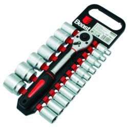 Zestaw nasadek 1/2" z grzechotka 8-32 mm 19 elementów CV klucze nasadowe z grzechotką